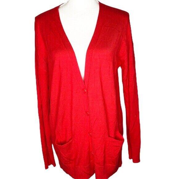 Halogen Cardigan Women Size S Red Button Up Capsule Casual Lightweight PILLING - Picture 1 of 4